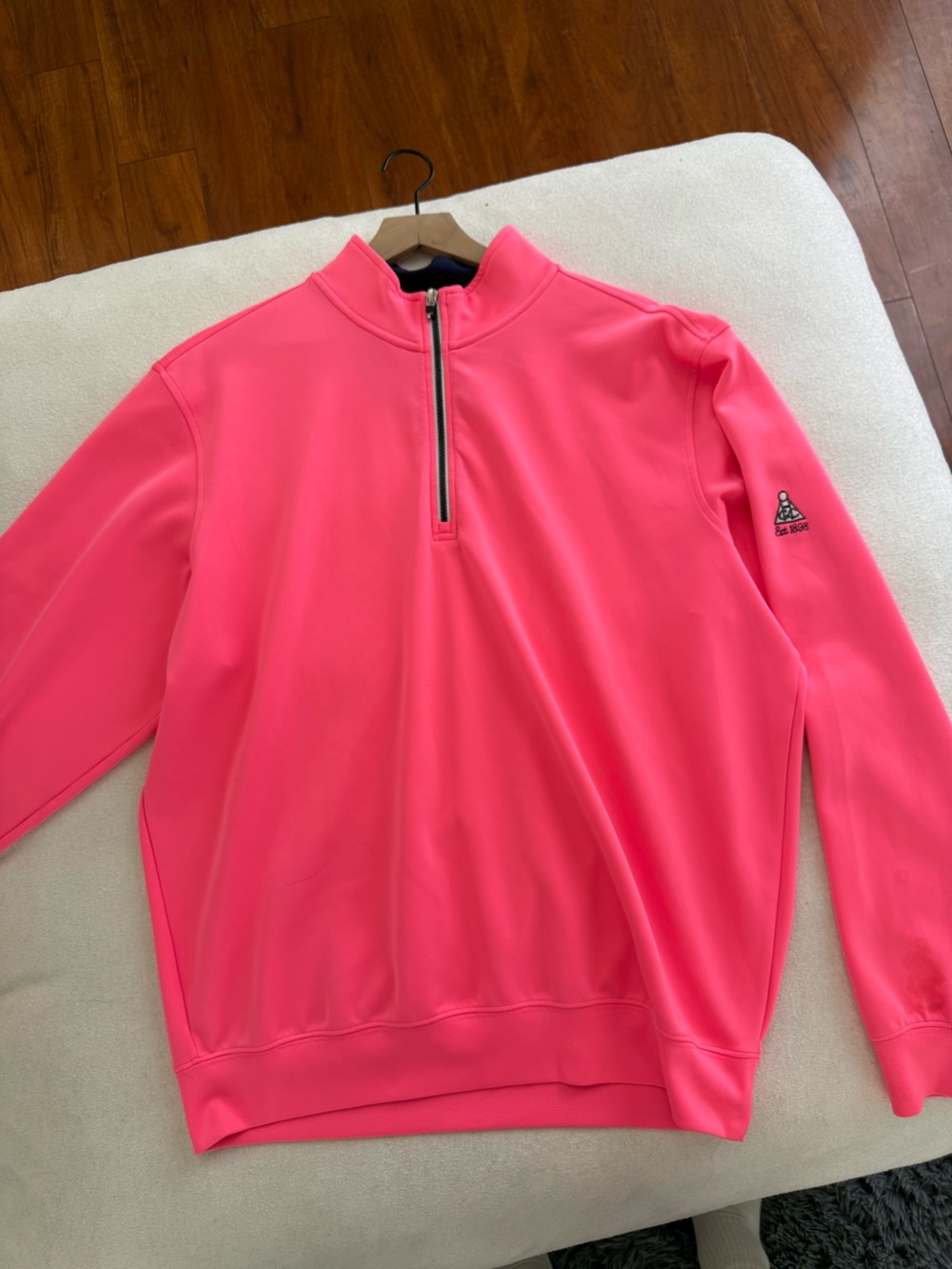 Neon Pink Half-Zip Golf Pullover w/Country Club Logo